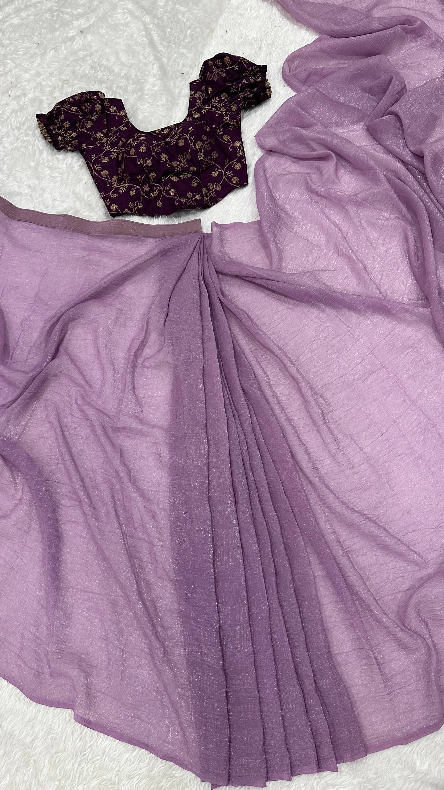 Sparkle silk ready to wear saree with adjustable hooks