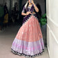 Zari Weaving Work With Sequins and Thread Embroidery Scallop Lace Border Lehenga