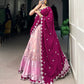 Zari Weaving Work With Sequins and Thread Embroidery Scallop Lace Border Lehenga