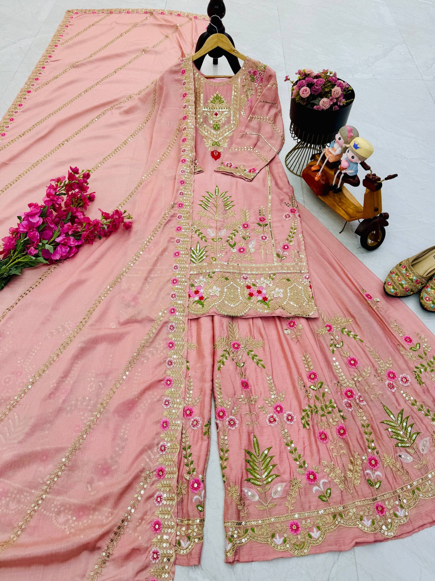 New Designer Party Sharara Suit & Dupatta Set