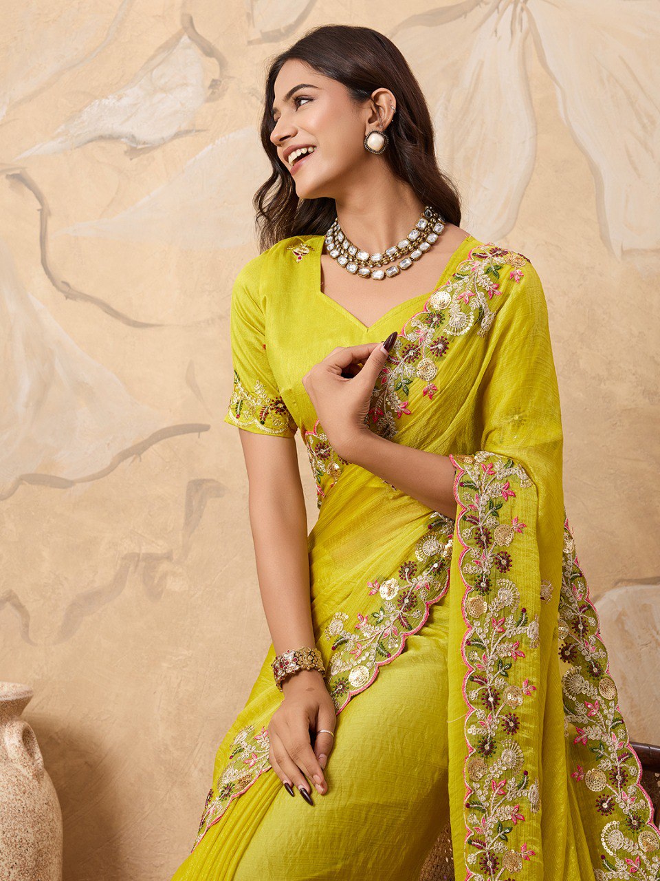 Party Wear Soft Fendy Chiffon Saree