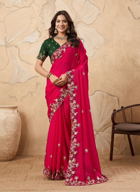 Party Wear Soft Fendy Chiffon Saree