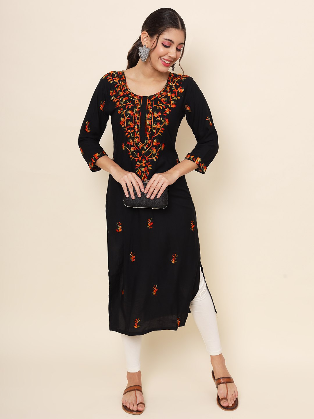 Liva Rayon Lucknowi chickenkari work Suit