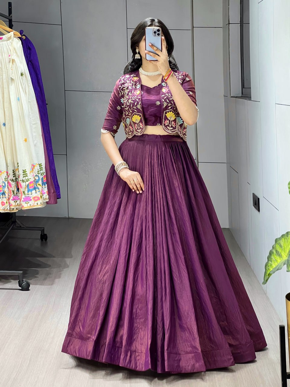 elegant Indo-western ensemble features a Embroidered Koti