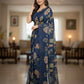 Soft cotton linen with digital print and khatli wok Saree