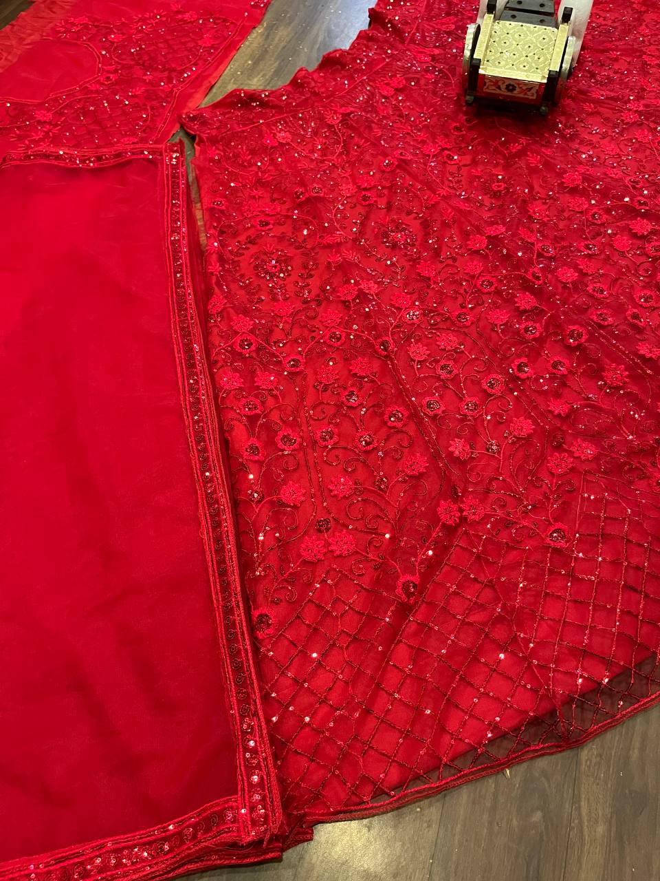 Launching Coding Sequins Work 4 meter flared Butterfly Net Lehenga