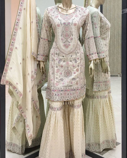New Designer Party Top Pallazo & Dupatta Set