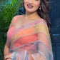 Havy Soft Tabby Organza Fabric With Beutiful Multy Prints Saree