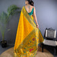 Beautiful pure soft banarasi silk with peacock & deer designer Pallu Saree