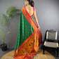 Beautiful pure soft banarasi silk with peacock & deer designer Pallu Saree