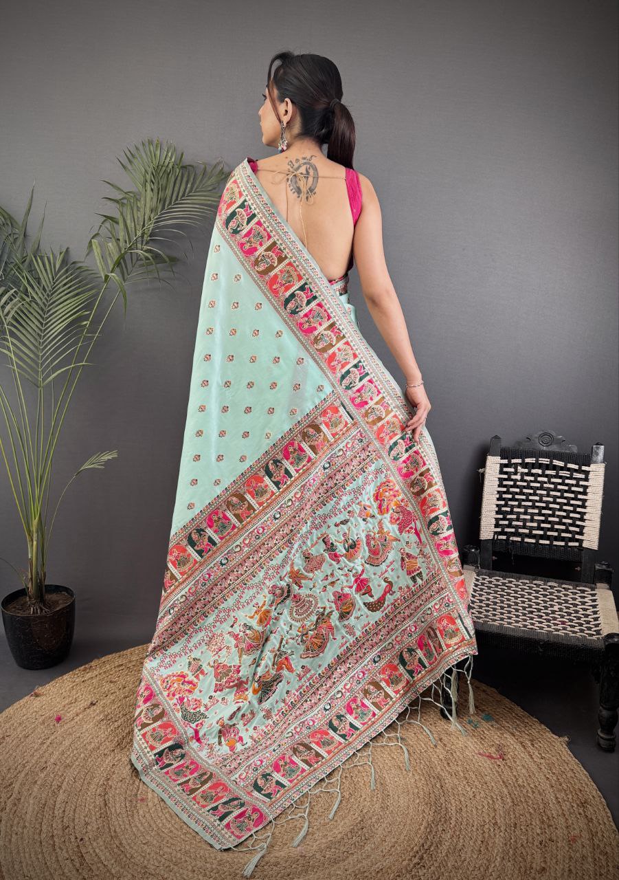 Soft Kashmiri Pashmina silk weaving saree