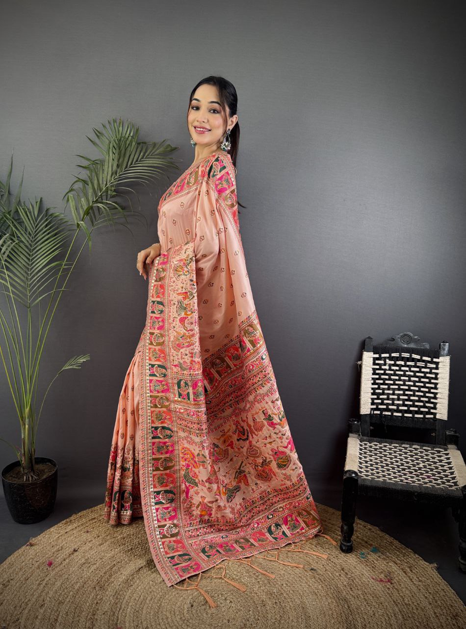 Soft Kashmiri Pashmina silk weaving saree