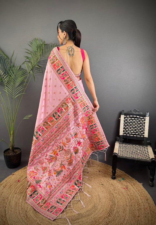 Soft Kashmiri Pashmina silk weaving saree