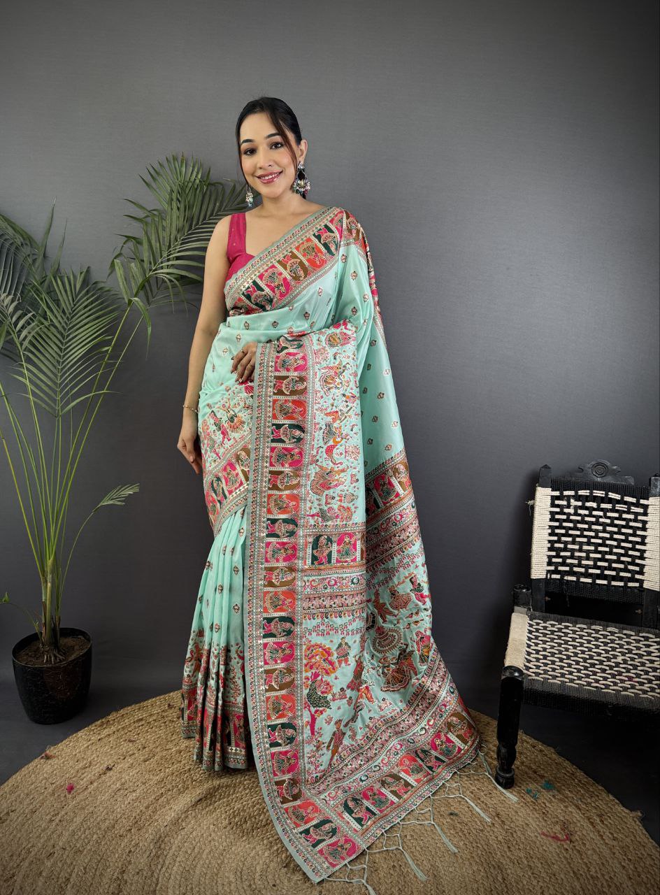 Soft Kashmiri Pashmina silk weaving saree
