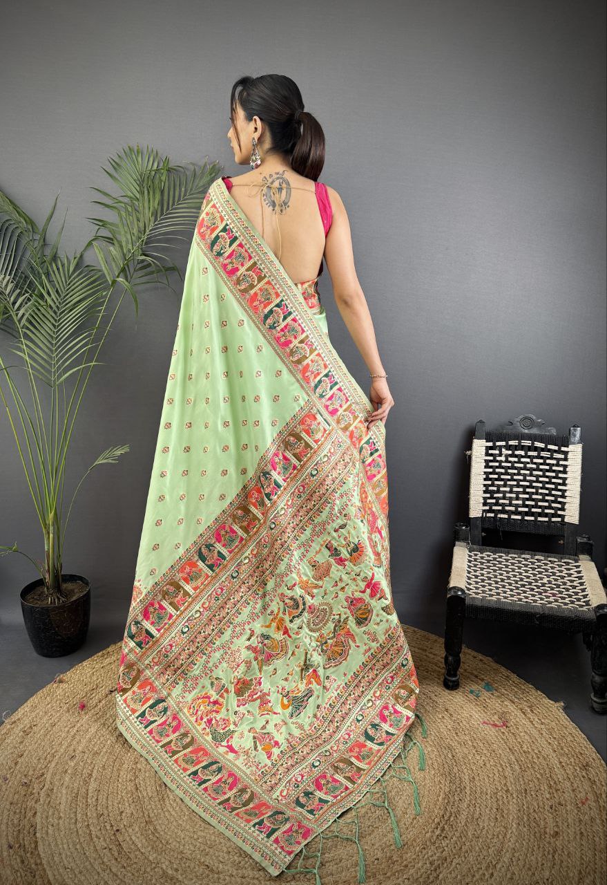 Soft Kashmiri Pashmina silk weaving saree