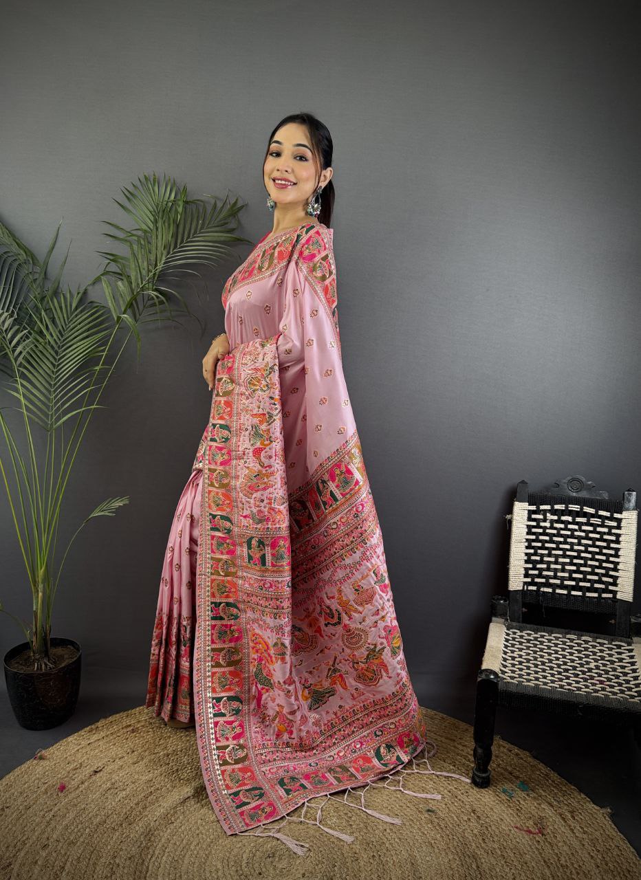 Soft Kashmiri Pashmina silk weaving saree