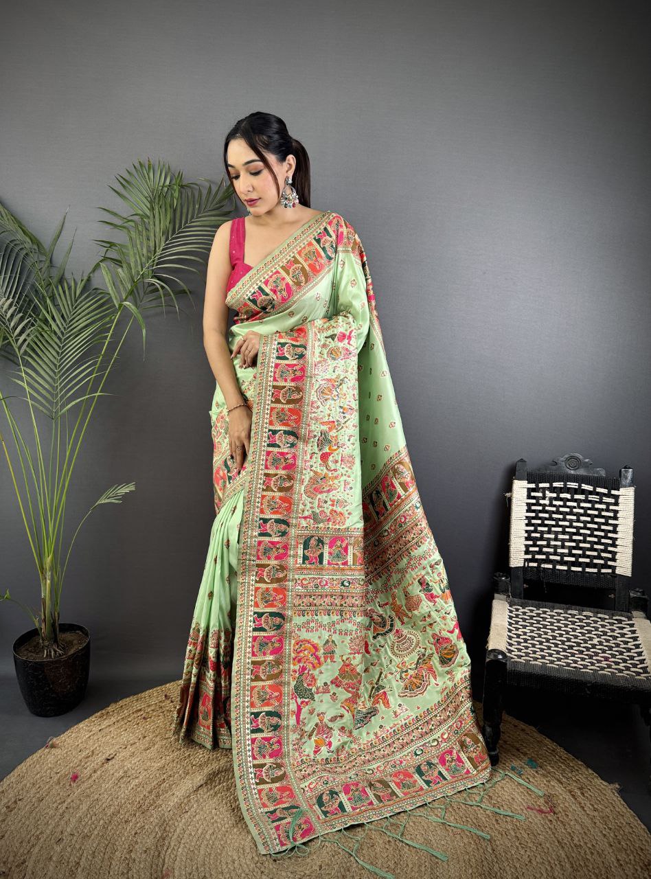 Soft Kashmiri Pashmina silk weaving saree