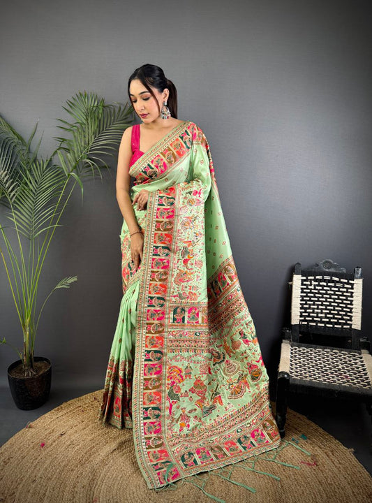 Soft Kashmiri Pashmina silk weaving saree