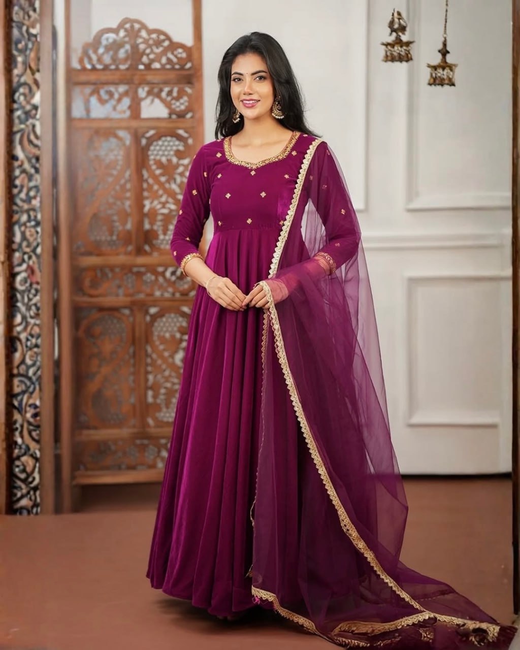 NEW WINTERWEAR COLLECTION ON HEAVY 9000 VELVET PARTYWEAR GOWN