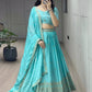 Be the epitome of grace in this Sky Chinon Shiny Lehenga