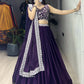 Traditional Indian lehenga set in a rich deep purple shade