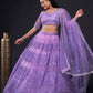 Net lehnga with thread zari & sequence work