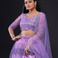 Net lehnga with thread zari & sequence work