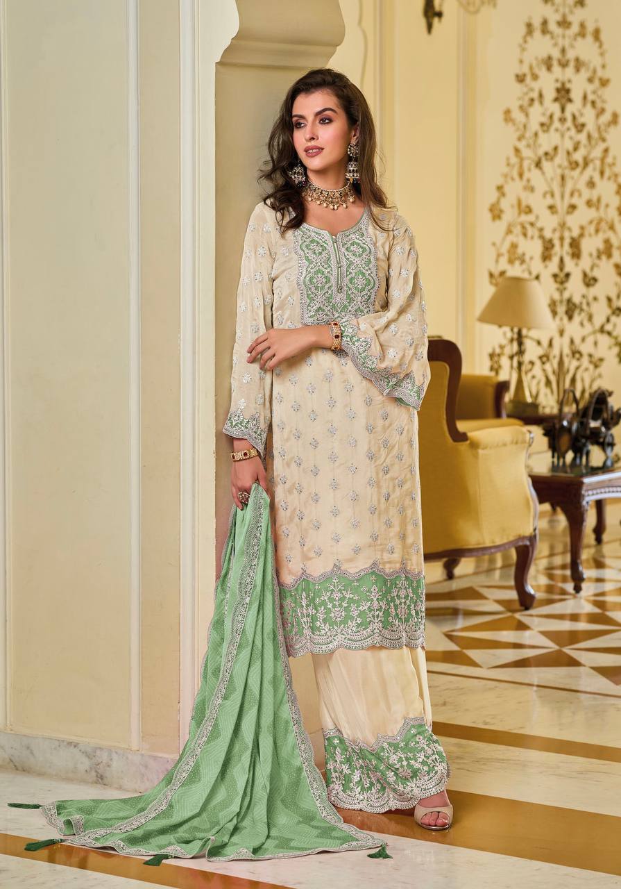 NEW DESIGNER HEAVY FUAX GEORGETTE PAKISHTANI SUIT SET