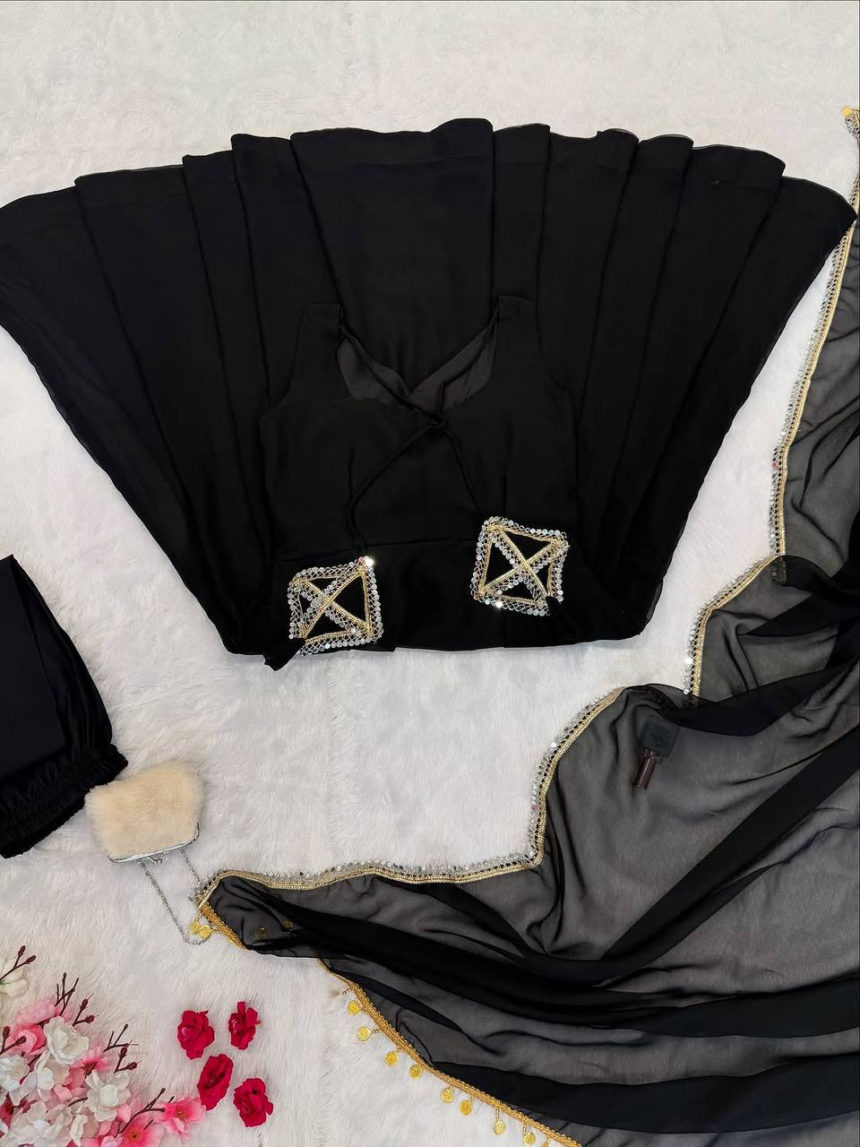 Georgette Anarkali with Hotfix work!! huge flair anarkali