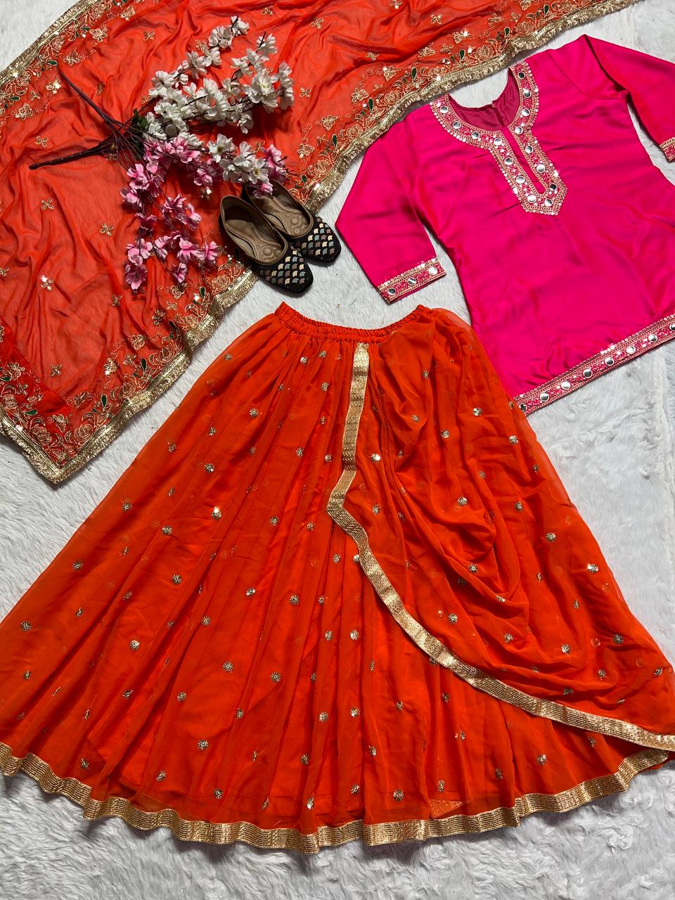 Launching New Designer Party Wear Look Top Dhoti Skirt and Dupatta