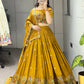 Dazzle in our embroidered Musturd Haldi Yellow lehenga