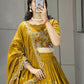 Dazzle in our embroidered Musturd Haldi Yellow lehenga