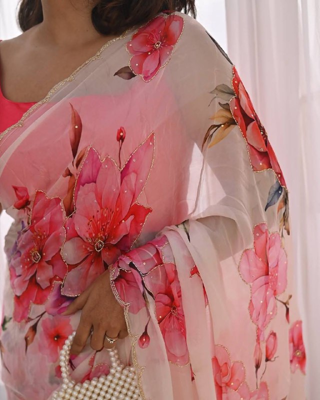 New Tebi silk with designer handwork saree