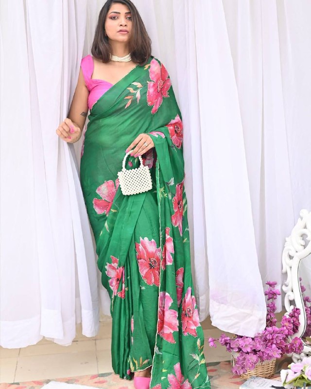 New Tebi silk with designer handwork saree