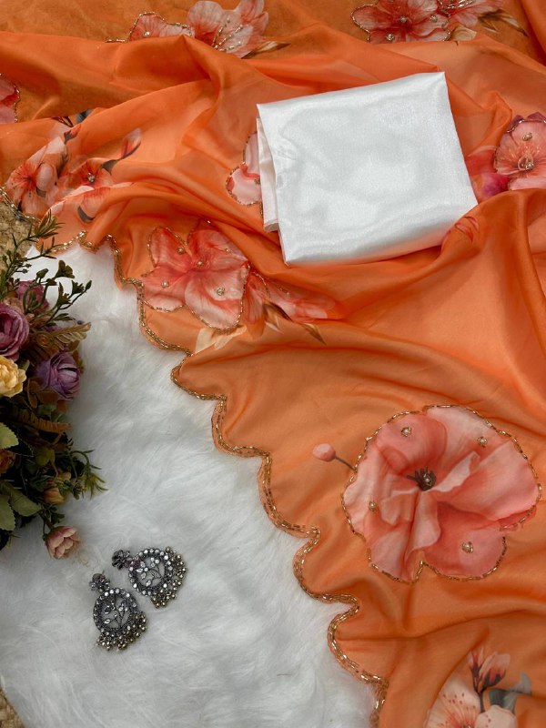 New Tebi silk with designer handwork saree