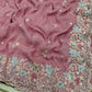 Soft Crunshy silk fabric with multi embroidered work Saree