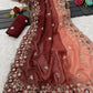 Pure Soft Crunchy crush Padding multi thread embroidery Saree