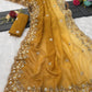 Pure Soft Crunchy crush Padding multi thread embroidery Saree