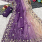 Pure Soft Crunchy crush Padding multi thread embroidery Saree
