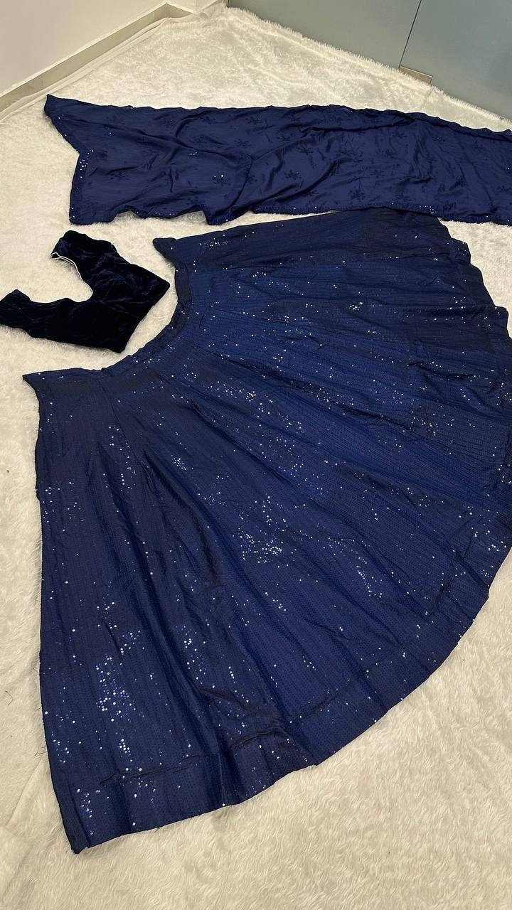 Turn Heads and Steal heart in this Gorgeous Sequins Lehenga Set