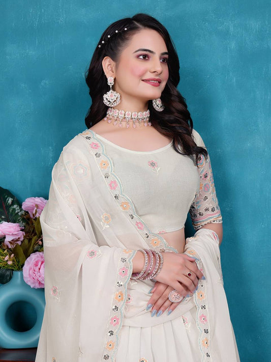 Star Georgette Sequence Embroidery Work Lehenga Choli