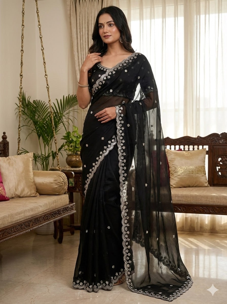 Presenting You Most Beautiful Latest Wal With Moti Work Saree Collection