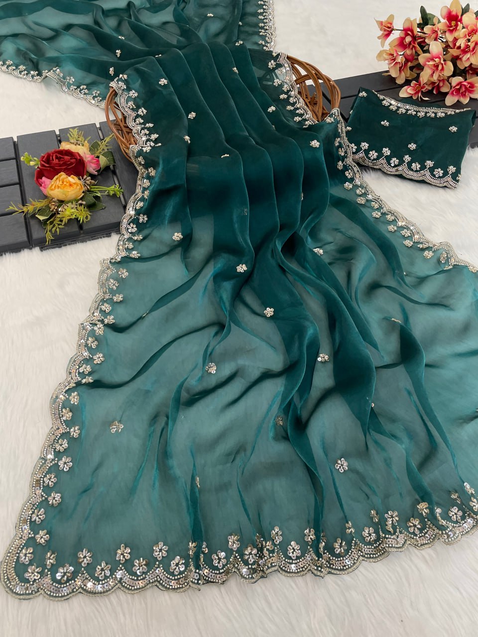Presenting You Most Beautiful Latest Wal With Moti Work Saree Collection