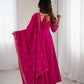 HEAVY PURE ROMAN CHANDERI SILK FABRIC GOWN