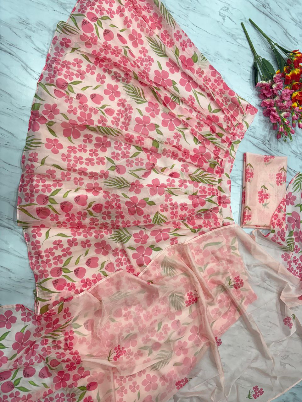 Premium Taby Silk With Beautiful Floral Print