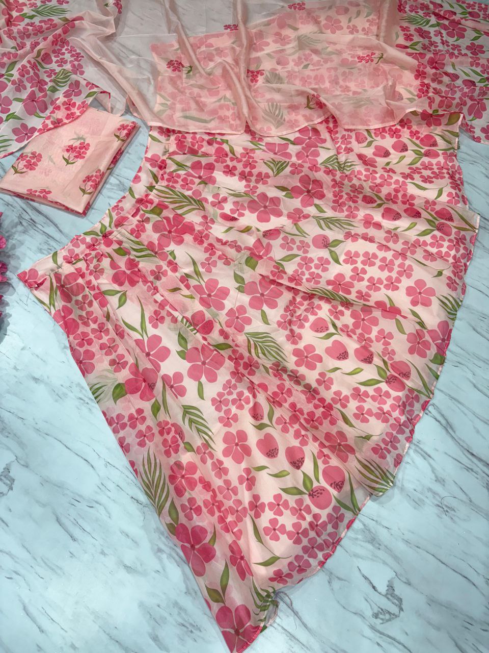 Premium Taby Silk With Beautiful Floral Print