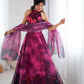 Pure Organza digital Print Jari work lehnga