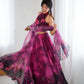 Pure Organza digital Print Jari work lehnga
