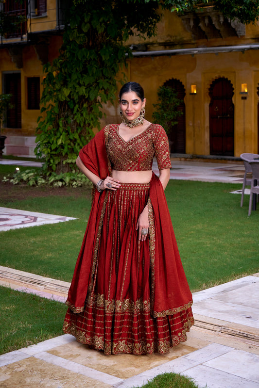 Rangoli Crush Sequins and Thread Embroidery Work Lehenga
