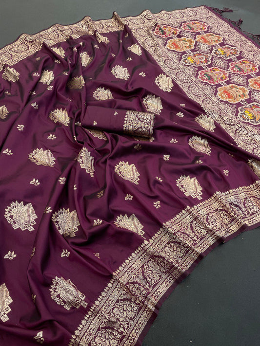 Pure Gold Zari With Heavy Zalar Saree